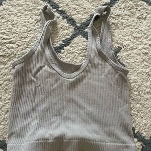 Gray Ribbed Women's Top